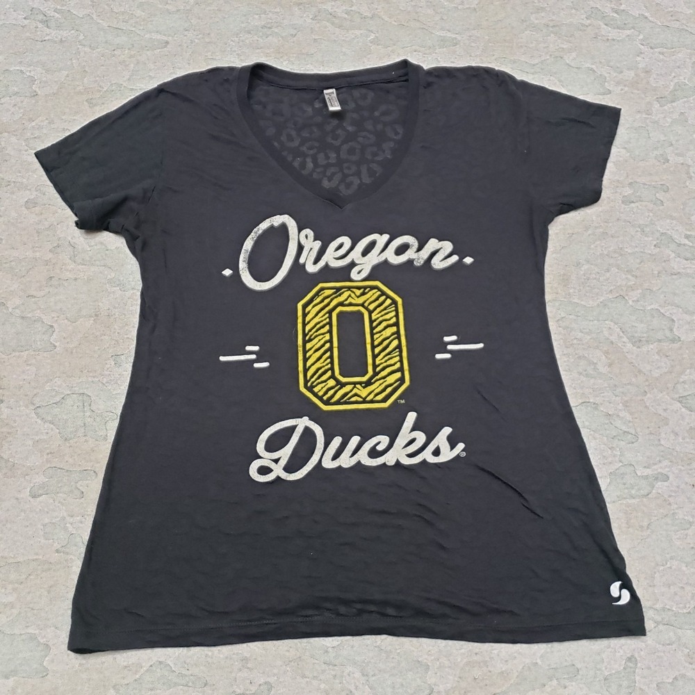 Oregon Ducks Top Womens Large Black Soffe‎ Short Sleeve